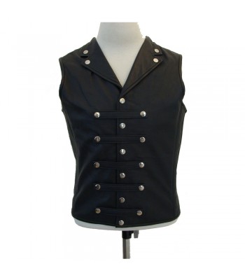 Mens Gothic Military Leather Waistcoat 